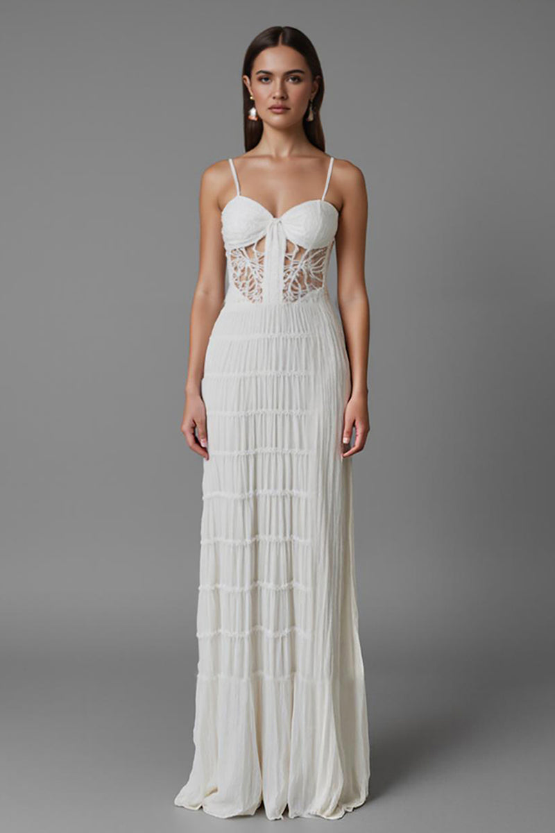 Load image into Gallery viewer, Sheath Ivory Cut-Out Long Evening Dress
