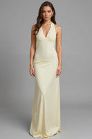 Load image into Gallery viewer, Ivory Sheath Halter Long Evening Dress