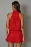 Load image into Gallery viewer, High Neck A-Line Red Pleated Cocktail Dress