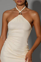 Load image into Gallery viewer, Ivory Halter Bodycon Short Evening Dress