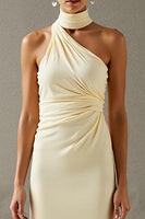 Load image into Gallery viewer, Elegant Halter Sheath Light Yellow Evening Dress