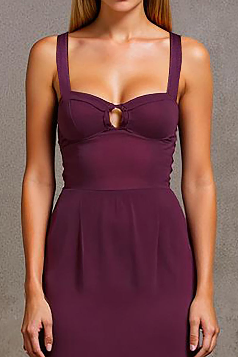 Load image into Gallery viewer, Plum Sheath Keyhole Long Formal Dress
