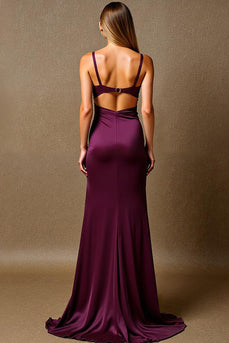 Elegant Mermaid Plum Maxi Evening Dress