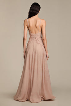 Apricot A-Line Maxi Long Formal Dress