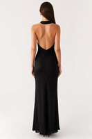 Load image into Gallery viewer, Sheath Halter Black Long Black Tie Dress