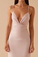 Load image into Gallery viewer, Light Pink Sheath Satin Long Evening Dress