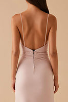 Load image into Gallery viewer, Light Pink Sheath Satin Long Evening Dress