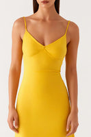 Load image into Gallery viewer, Sheath Yellow Satin Ankle Length Evening Dress