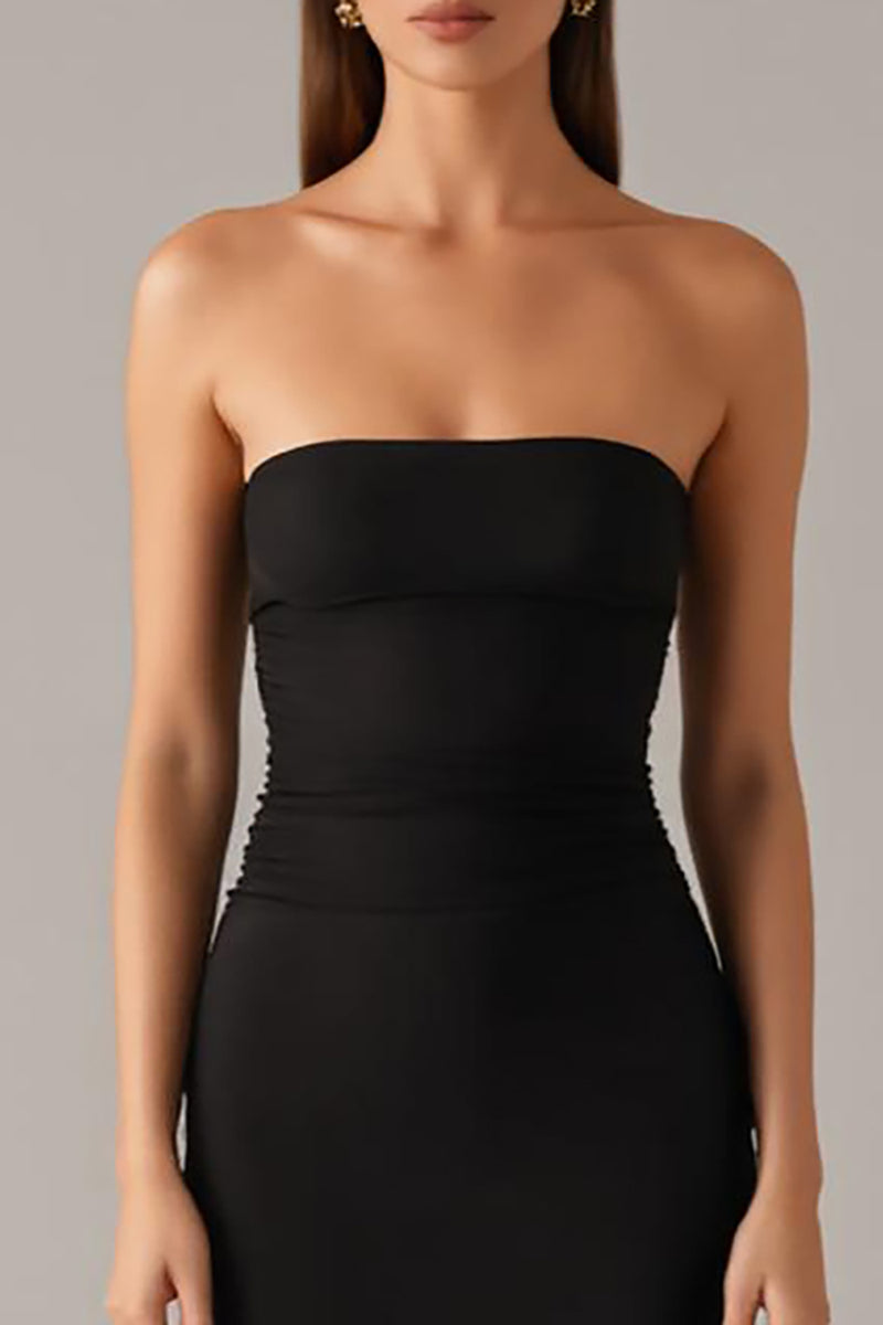 Load image into Gallery viewer, Elegant Strapless Mermaid Black Tie Dress