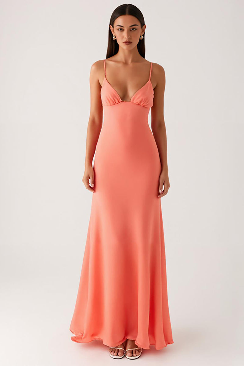 Load image into Gallery viewer, Orange Ankle Length Sheath Evening Dress