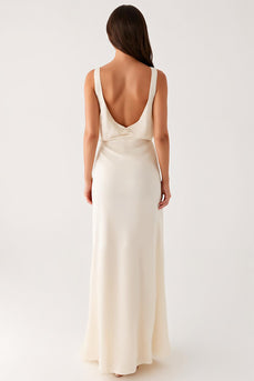 Sheath Long Ivory Evening Dress With Slit