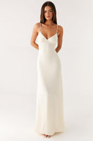 Load image into Gallery viewer, Ivory Spaghetti Straps Sheath Evening Dress