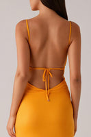 Load image into Gallery viewer, Yellow Spaghetti Straps Sheath Evening Dress