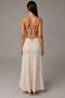 Load image into Gallery viewer, Apricot Spaghetti Straps Sheath Long Evening Dress