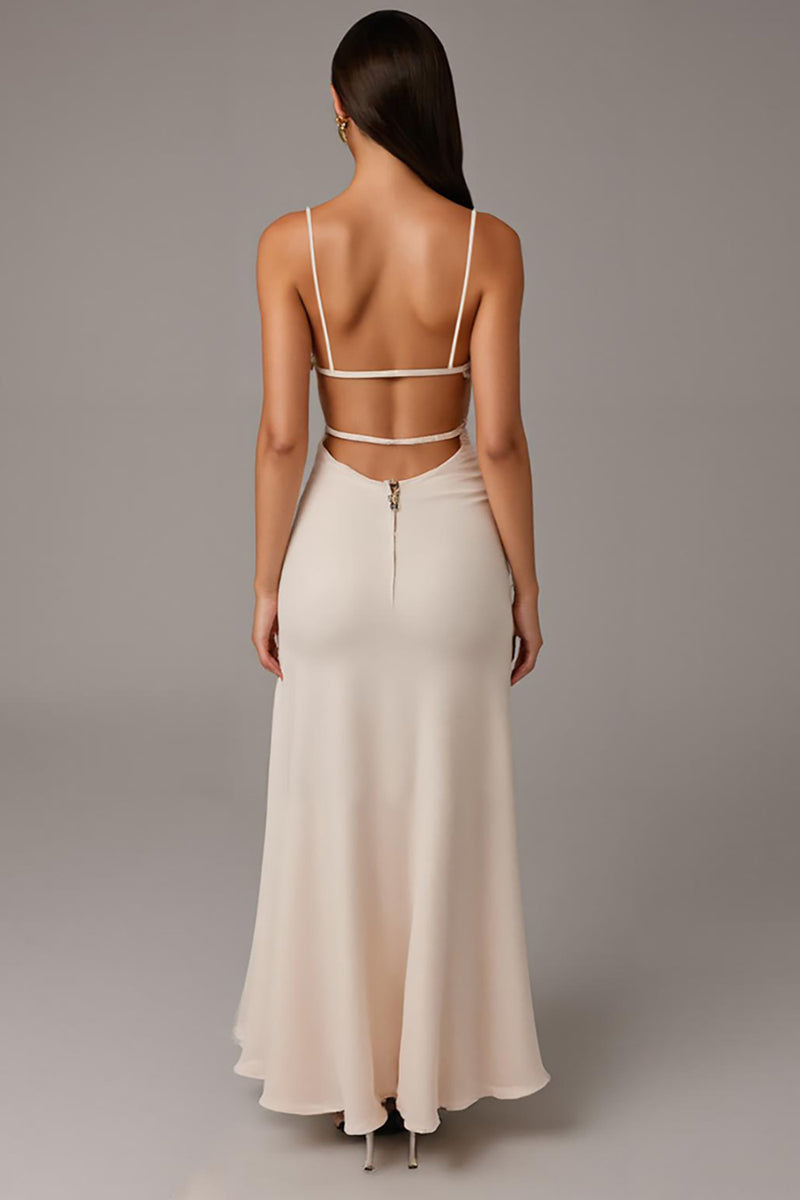 Load image into Gallery viewer, Apricot Spaghetti Straps Sheath Long Evening Dress