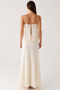 Ivory Sheath Spaghetti Straps Evening Dress