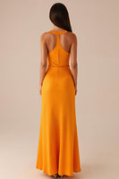 Load image into Gallery viewer, Yellow Round Neck Sleeveless Long Evening Dress