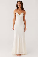 Load image into Gallery viewer, Ivory Spaghetti Straps Sheath Evening Dress