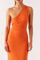 Load image into Gallery viewer, One Shoulder Orange Sheath Formal Dress
