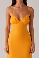 Load image into Gallery viewer, Yellow Spaghetti Straps Sheath Formal Dress