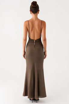 Sheath Grey Spaghetti Straps Formal Dress