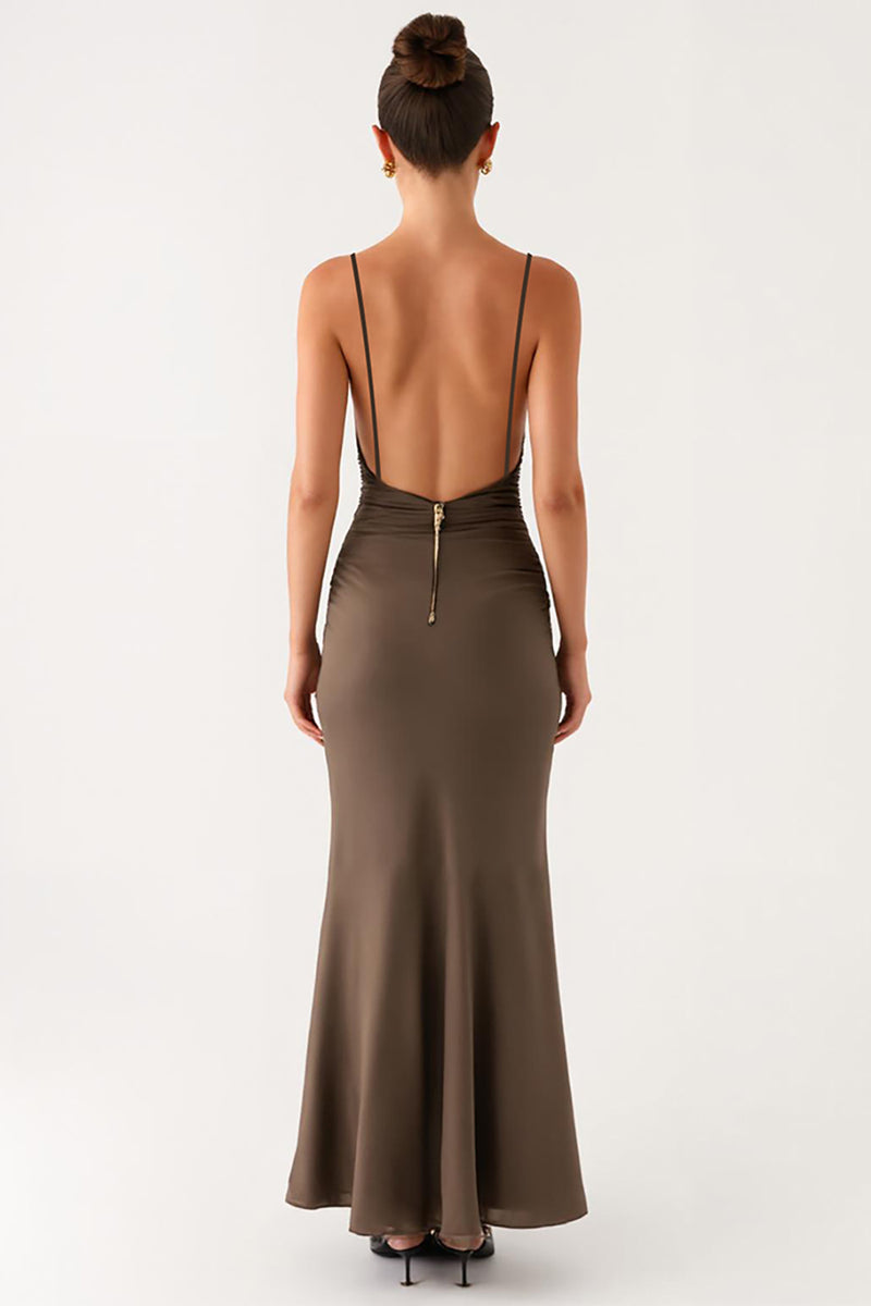 Load image into Gallery viewer, Sheath Grey Spaghetti Straps Formal Dress