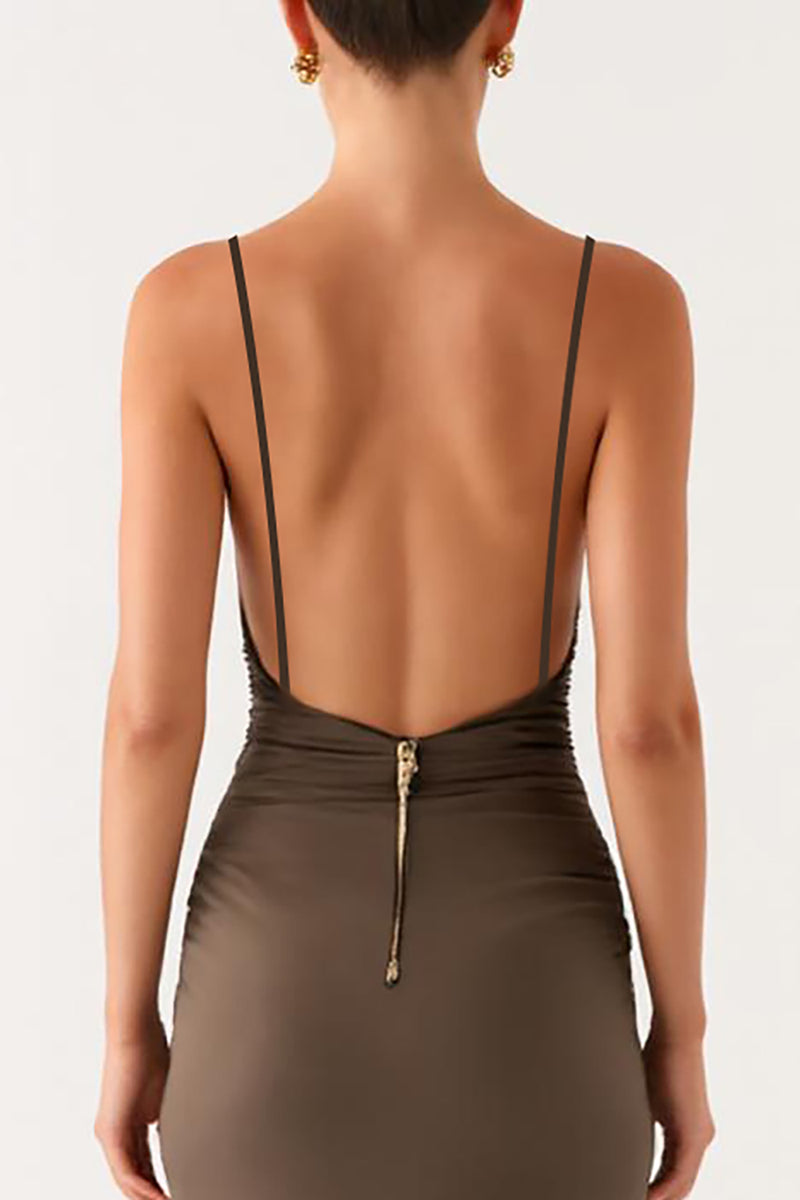 Load image into Gallery viewer, Sheath Grey Spaghetti Straps Formal Dress