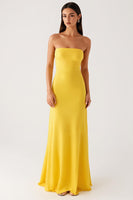 Load image into Gallery viewer, Strapless Yellow Chiffon Formal Dress