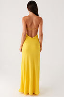 Load image into Gallery viewer, Strapless Yellow Chiffon Formal Dress