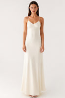 Load image into Gallery viewer, Sheath Ivory Spaghetti Straps Backless Formal Dress