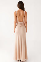 Load image into Gallery viewer, Apricot Deep V-Neck Sheath Ruched Formal Dress