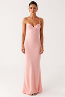 Load image into Gallery viewer, Pink Sheath Spaghetti Straps Chiffon Formal Dress