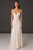 Load image into Gallery viewer, Ivory Sheath Spaghetti Straps Formal Dress