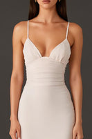 Load image into Gallery viewer, Ivory Sheath Spaghetti Straps Formal Dress