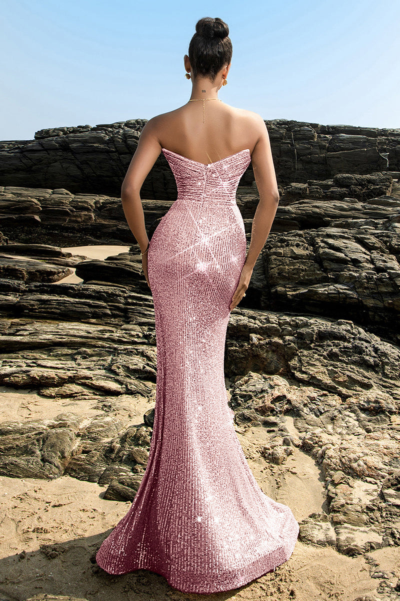 Load image into Gallery viewer, Shimmering Strapless Black Mermaid Evening Dress with Sequins