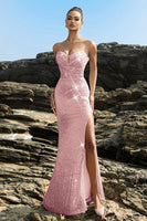 Load image into Gallery viewer, Shimmering Strapless Black Mermaid Evening Dress with Sequins