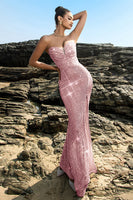 Load image into Gallery viewer, Shimmering Strapless Black Mermaid Evening Dress with Sequins