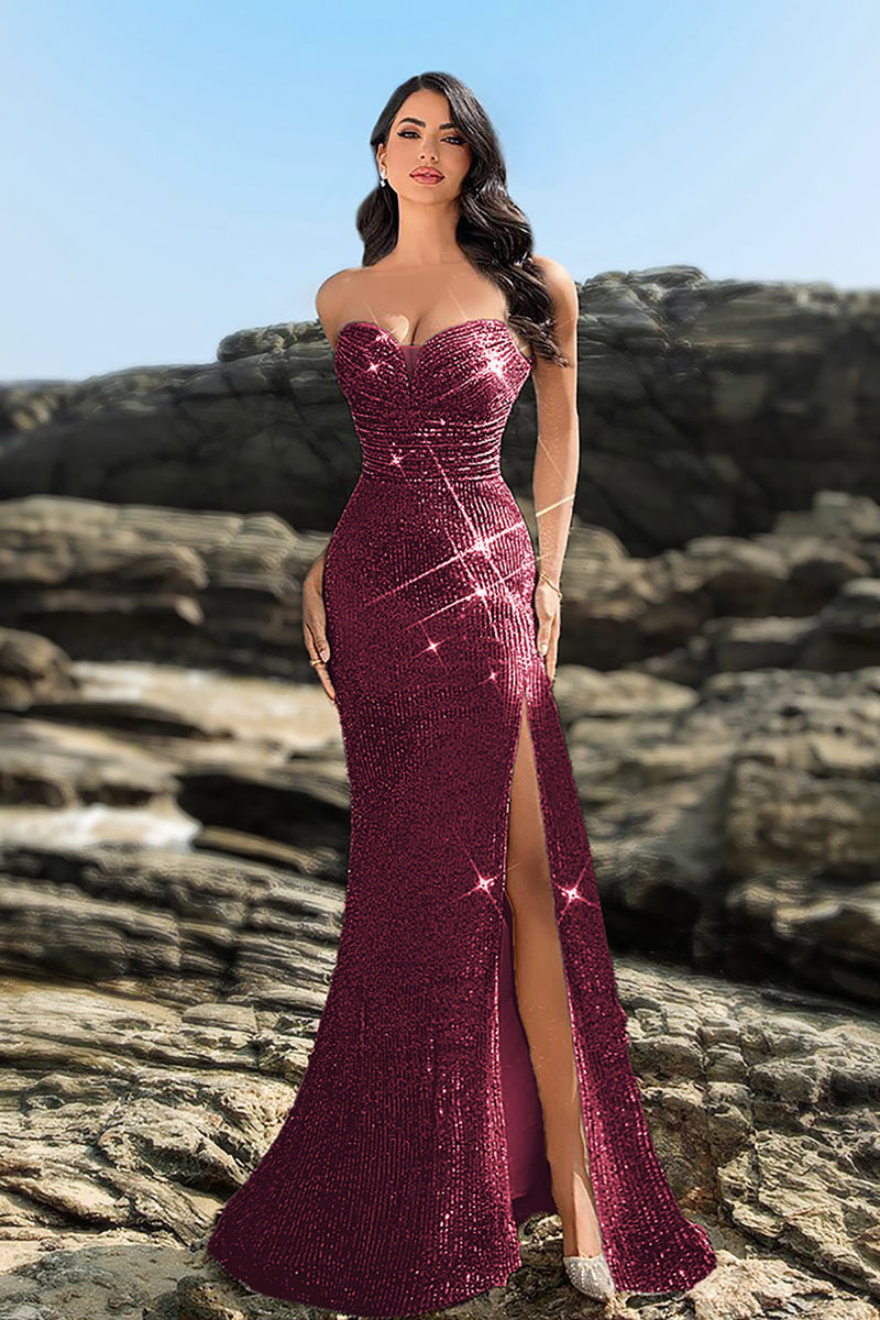 Load image into Gallery viewer, Shimmering Strapless Black Mermaid Evening Dress with Sequins