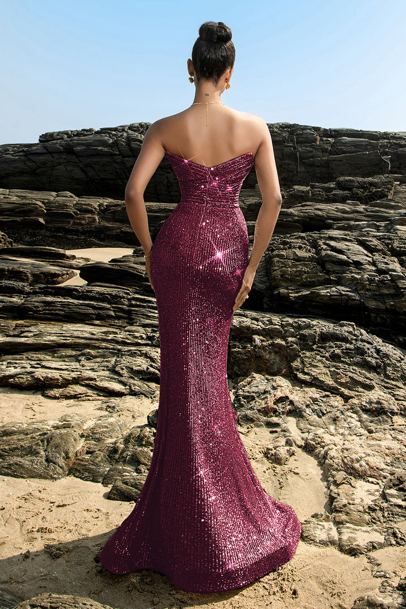 Load image into Gallery viewer, Shimmering Strapless Black Mermaid Evening Dress with Sequins