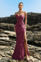 Load image into Gallery viewer, Shimmering Strapless Black Mermaid Evening Dress with Sequins