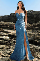 Load image into Gallery viewer, Shimmering Strapless Black Mermaid Evening Dress with Sequins