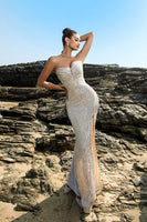 Load image into Gallery viewer, Shimmering Strapless Black Mermaid Evening Dress with Sequins