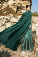 Load image into Gallery viewer, Sparkly Dark Green Mermaid Evening Dress with Cape Sleeves