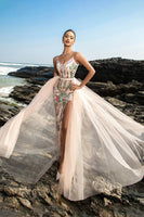 Load image into Gallery viewer, Sparkly Blush Sequin Mermaid Evening Dress With Streamer