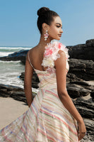 Load image into Gallery viewer, Apricot Sequin A Line Evening Dress with 3D Flowers