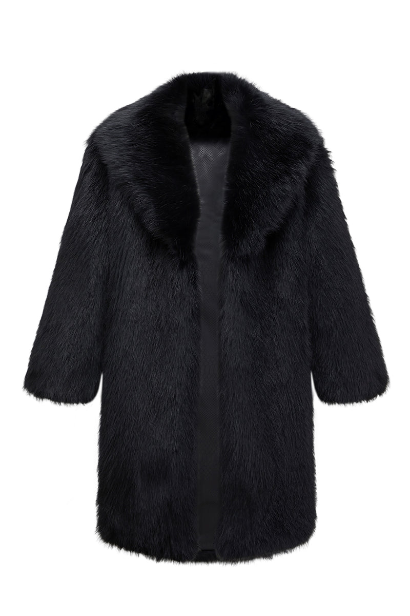 Load image into Gallery viewer, Sliver Grey Lapel Long Faux Fur Luxury Puffy Overcoat