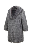 Load image into Gallery viewer, Sliver Grey Lapel Long Faux Fur Luxury Puffy Overcoat