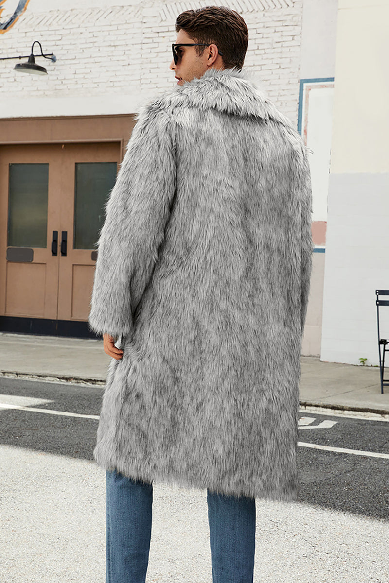Load image into Gallery viewer, Brown Thicken Lapel Puffy Mid-Long Faux Fur Coat