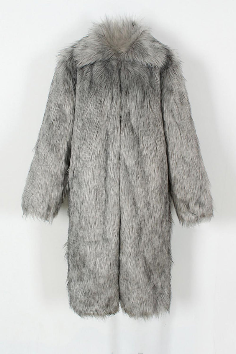 Load image into Gallery viewer, Brown Thicken Lapel Puffy Mid-Long Faux Fur Coat