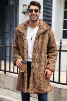 Load image into Gallery viewer, White Grey Thicken Lapel Puffy Mid-Long Faux Fur Coat